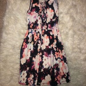 Floral lace up dress